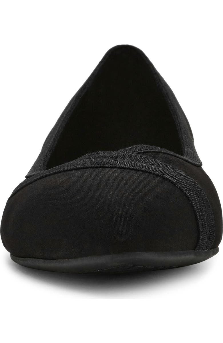 Anne Klein Oceanus Almond Toe Knit Flat, Alternate, color, Black Stretch