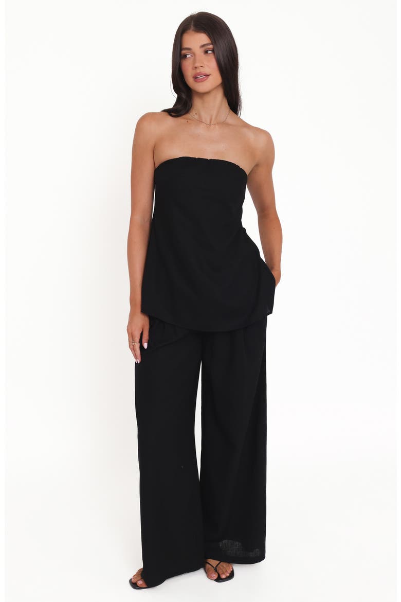 Arles Pleated Cotton Wide Leg Pants, Alternate, color, BLACK