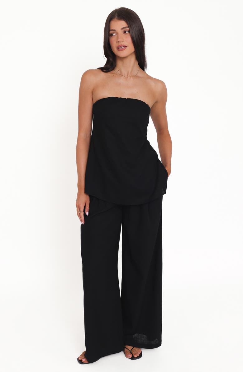 Petal & Pup Arles Pleated Cotton Wide Leg Pants, Alternate, color, Black