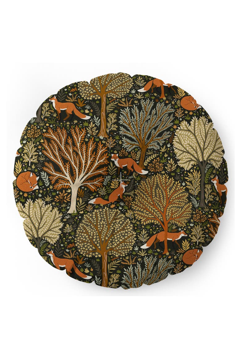 Countryside Woodland Fox Floor Pillow, Alternate, color, GREEN