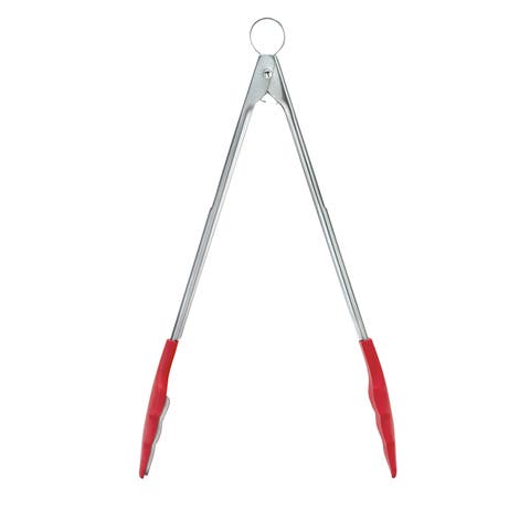 12 Inch Tongs With Teeth, Red