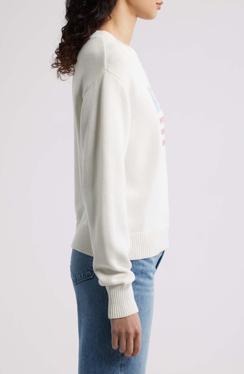 LoveShackFancy Sequin Flag Cotton Sweater, Alternate, color, Pop Rocket