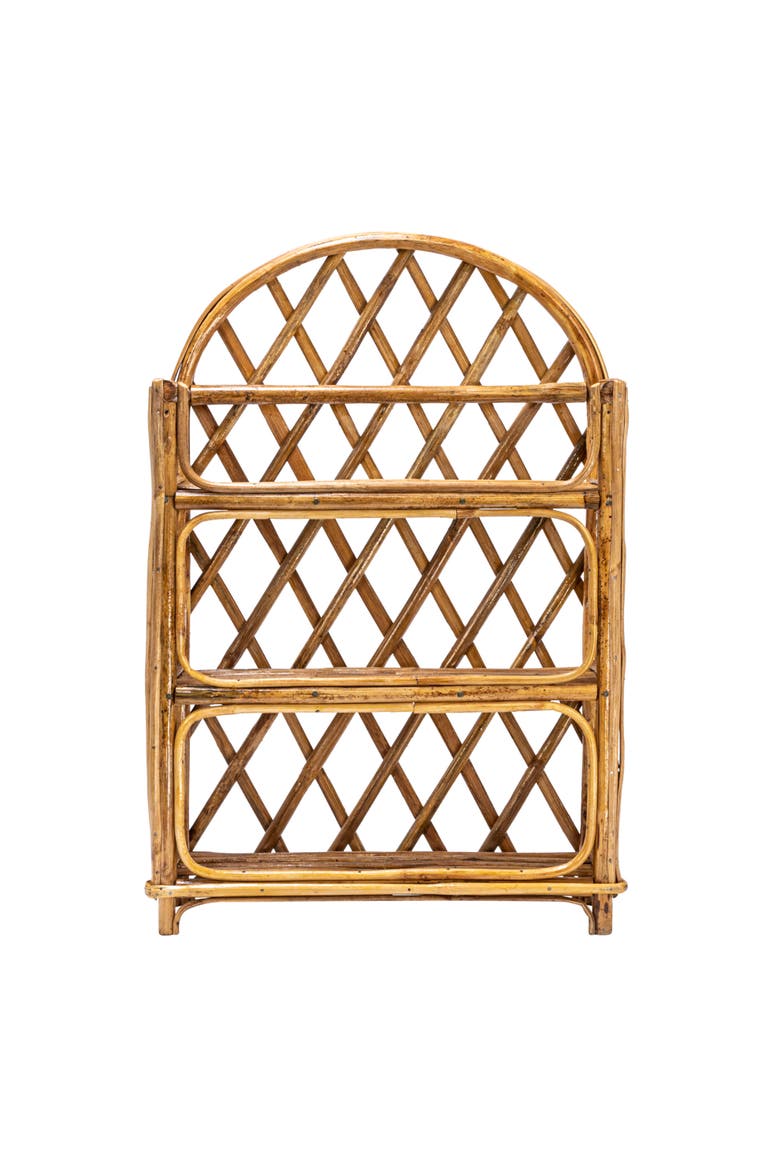 Rattan Wall Shelf with 3-Tier Shelves, Natural, Alternate, color, Natural