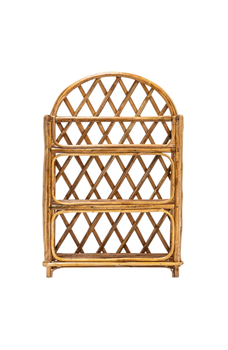Storied Home Rattan Wall Shelf with 3-Tier Shelves, Natural, Alternate, color,