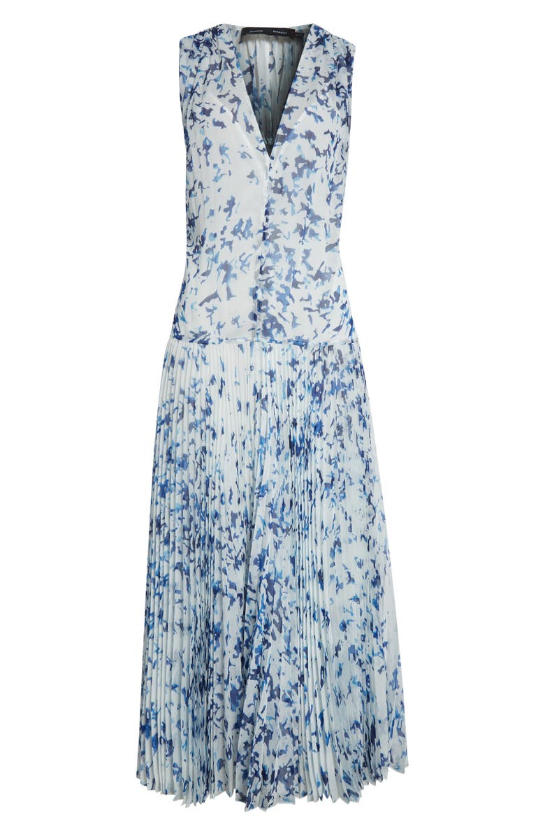 Proenza Schouler Pat Print Pleated Sleeveless Chiffon Dress, Alternate, color, Off White Multi
