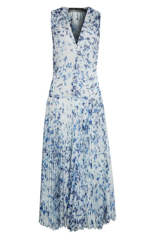 Proenza Schouler Pat Dress In Printed Crinkle Chiffon Sky Blue Multi In Blue