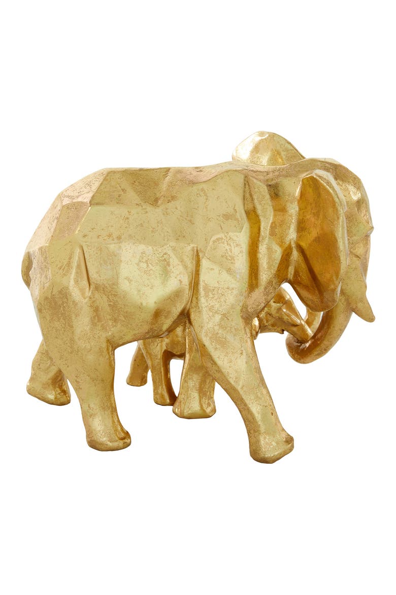 Goldtone Resin Modern Elephant Sculpture, Alternate, color, GOLD
