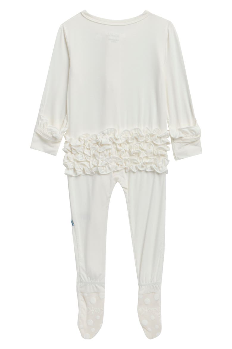 Ruffle Two-Way Zip Fitted Footie, Alternate, color, NATURAL