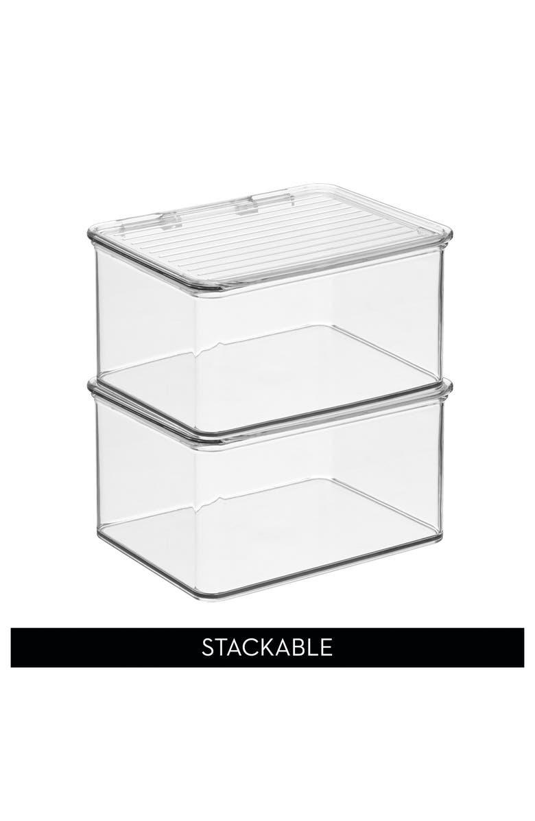 iDesign Stackable Hinged-Lid Pantry Storage Box - Set of 6 - Clear, Alternate, color, Clear