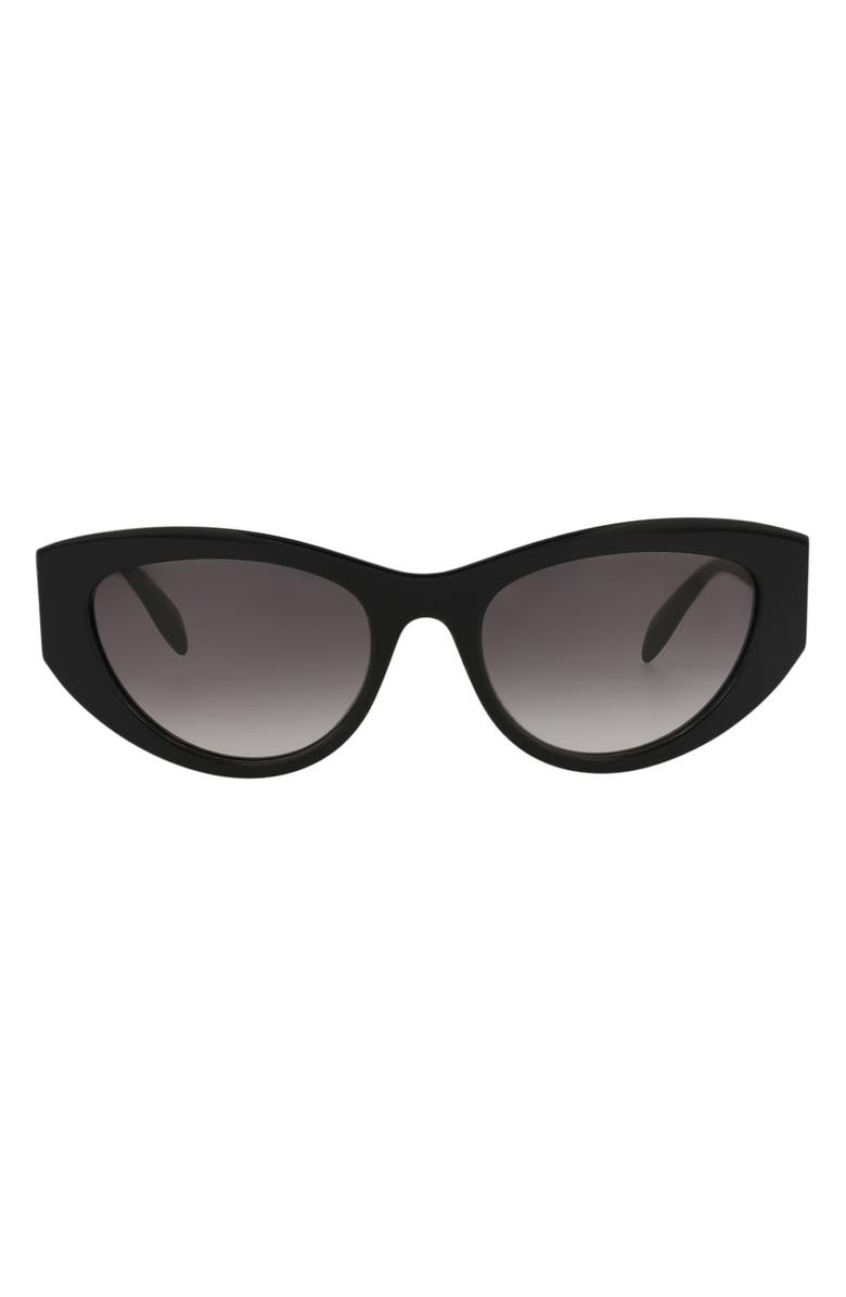 McQueen 54mm Modified Cat Eye Sunglasses, Main, color, Black Black Grey