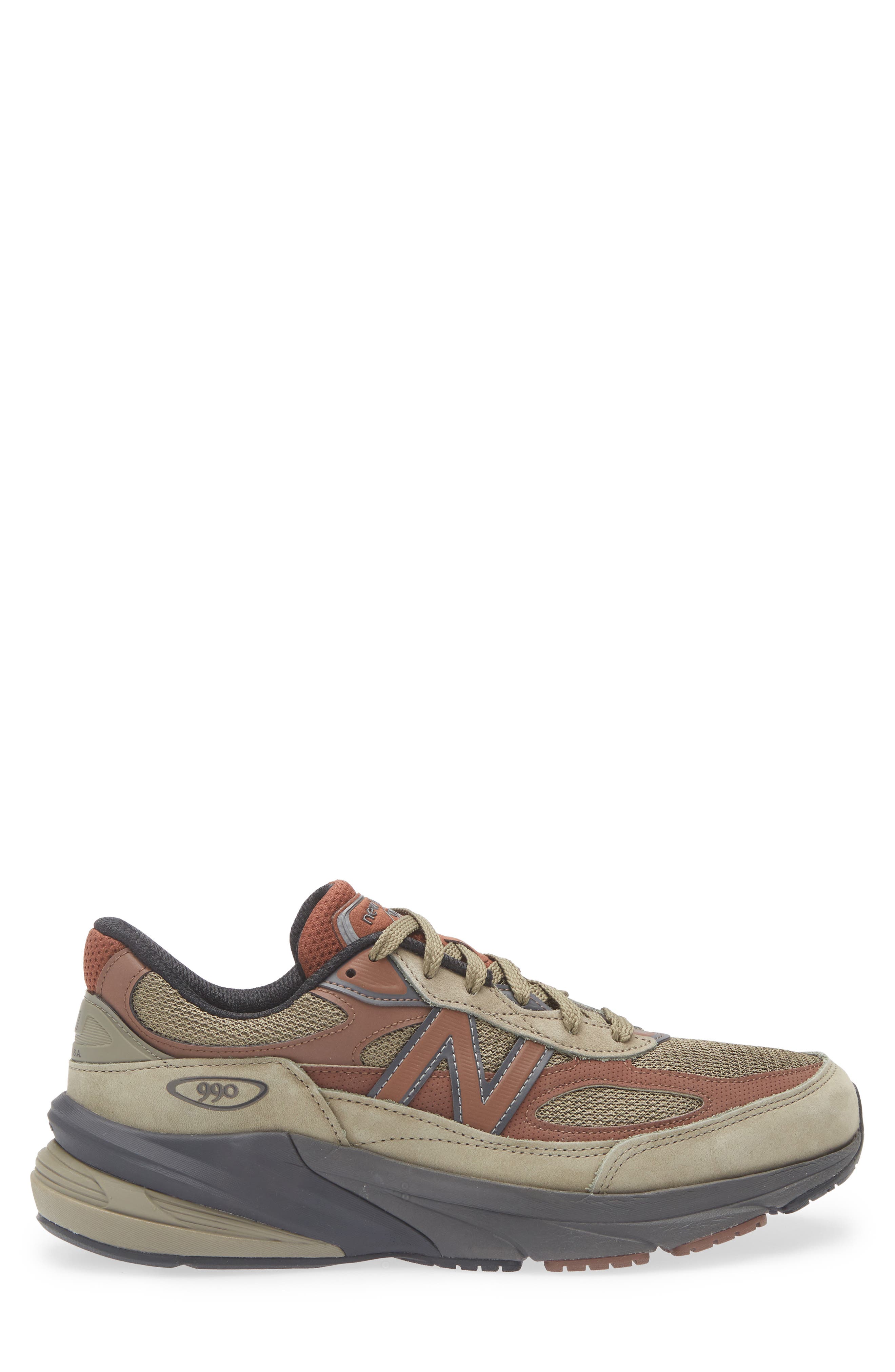 New Balance Made in USA 990 v6 Running Shoe, Alternate, color, Dark Camo/ Rich Oak