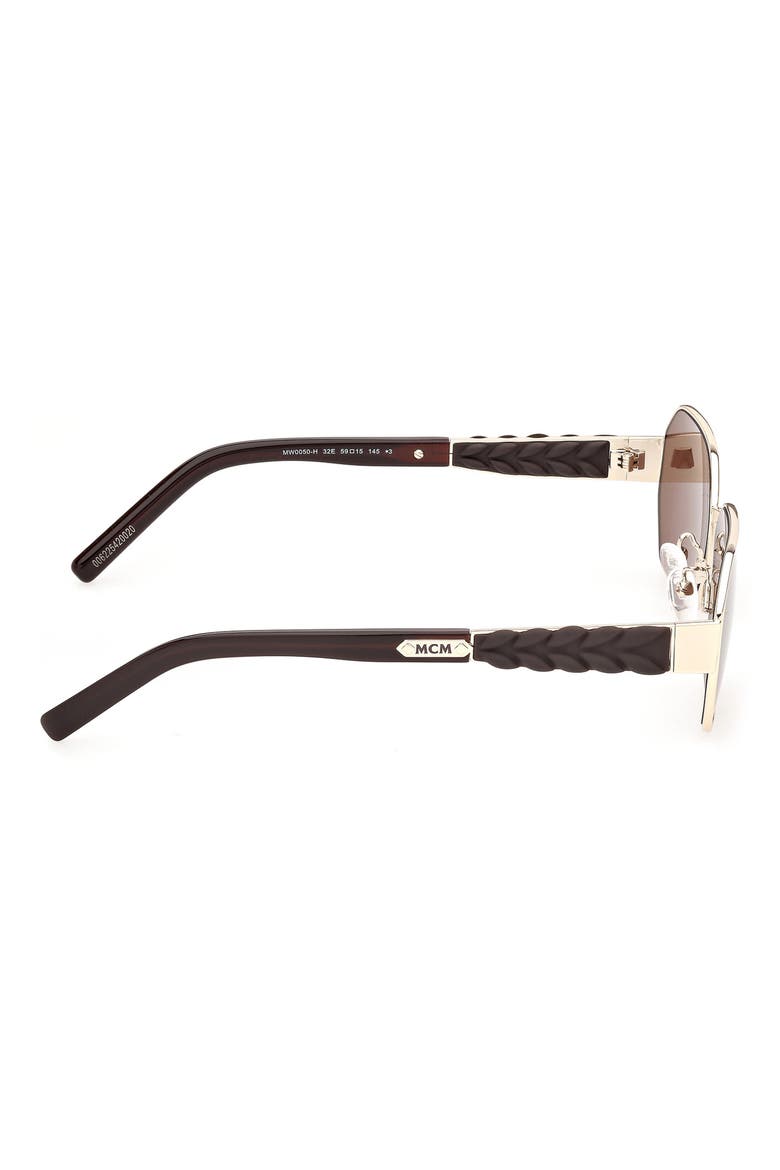 59mm Geometric Sunglasses, Alternate, color, SHINY PALE GOLD DARK BROWN