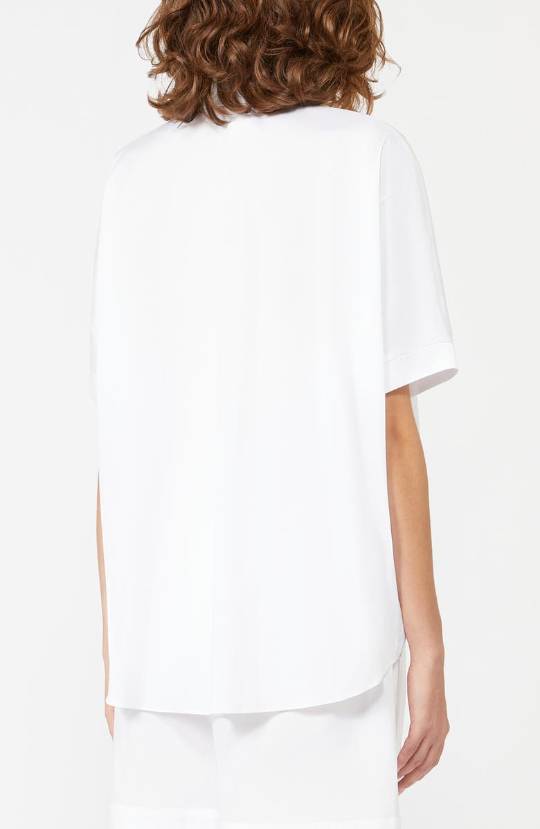 Max Mara Pittura Short Sleeve Stretch Cotton Blend Cover-Up Shirt, Alternate, color, Optical White
