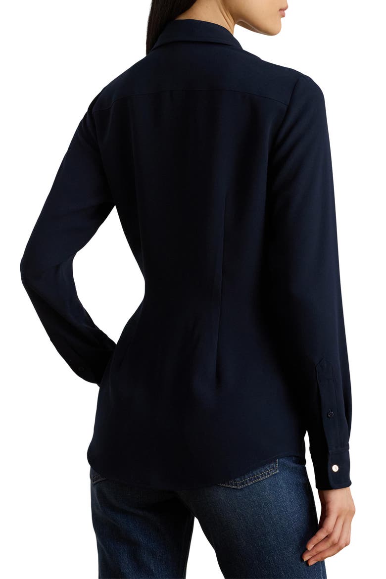 Buckle Trim Georgette Blouse, Alternate, color, LAUREN NAVY