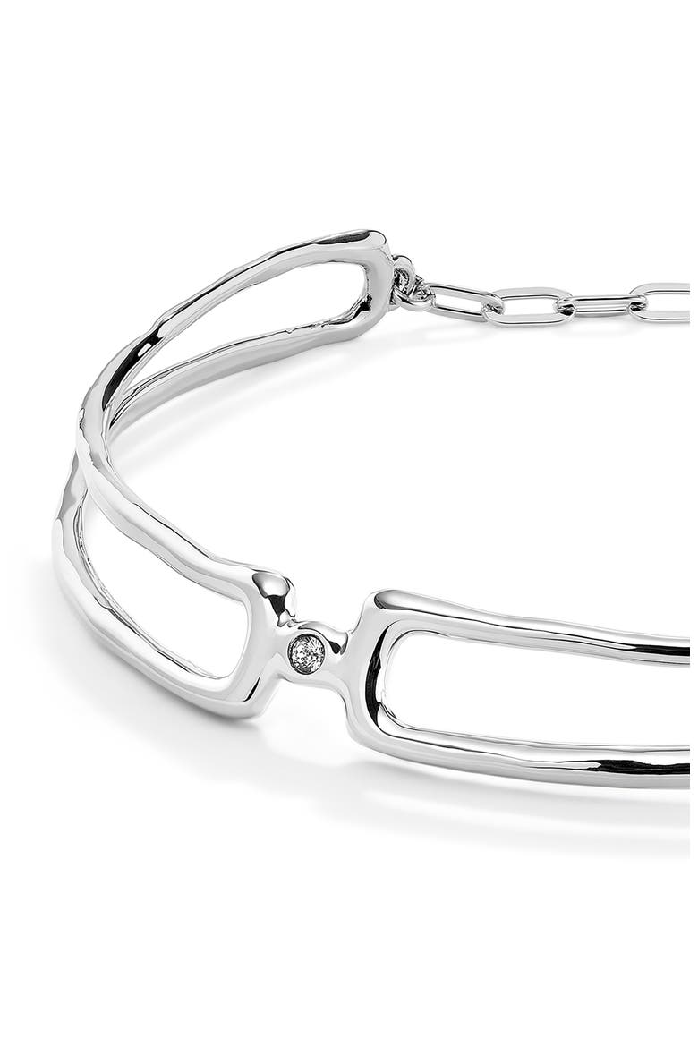 Choker Necklace with White Topaz, Alternate, color, Silver