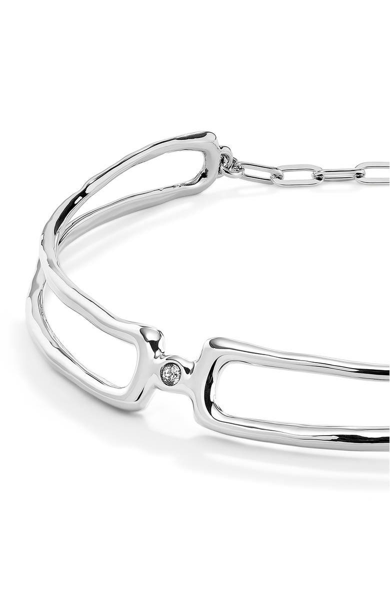 UNODE50 Choker Necklace With White Topaz, Alternate, color, Silver