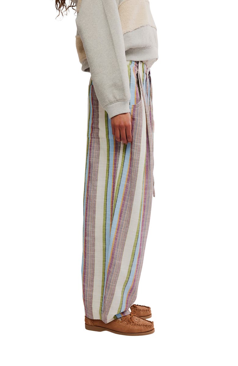 Free People Chambers Stripe Drawstring Linen & Cotton Pants, Alternate, color, Ivory Combo