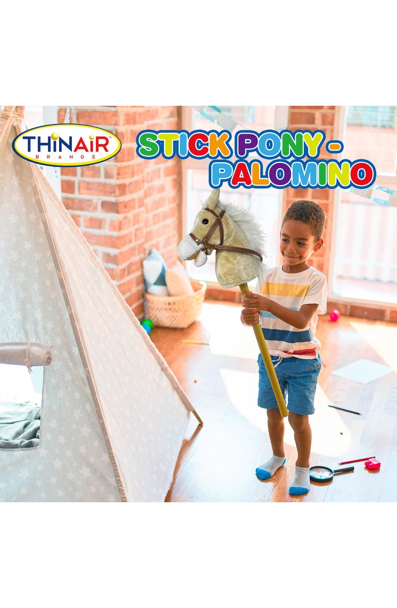 Playful Minds Stick Pony Palomino Tan Brown, 34 Inches Wood Stick Rideon, Alternate, color, 