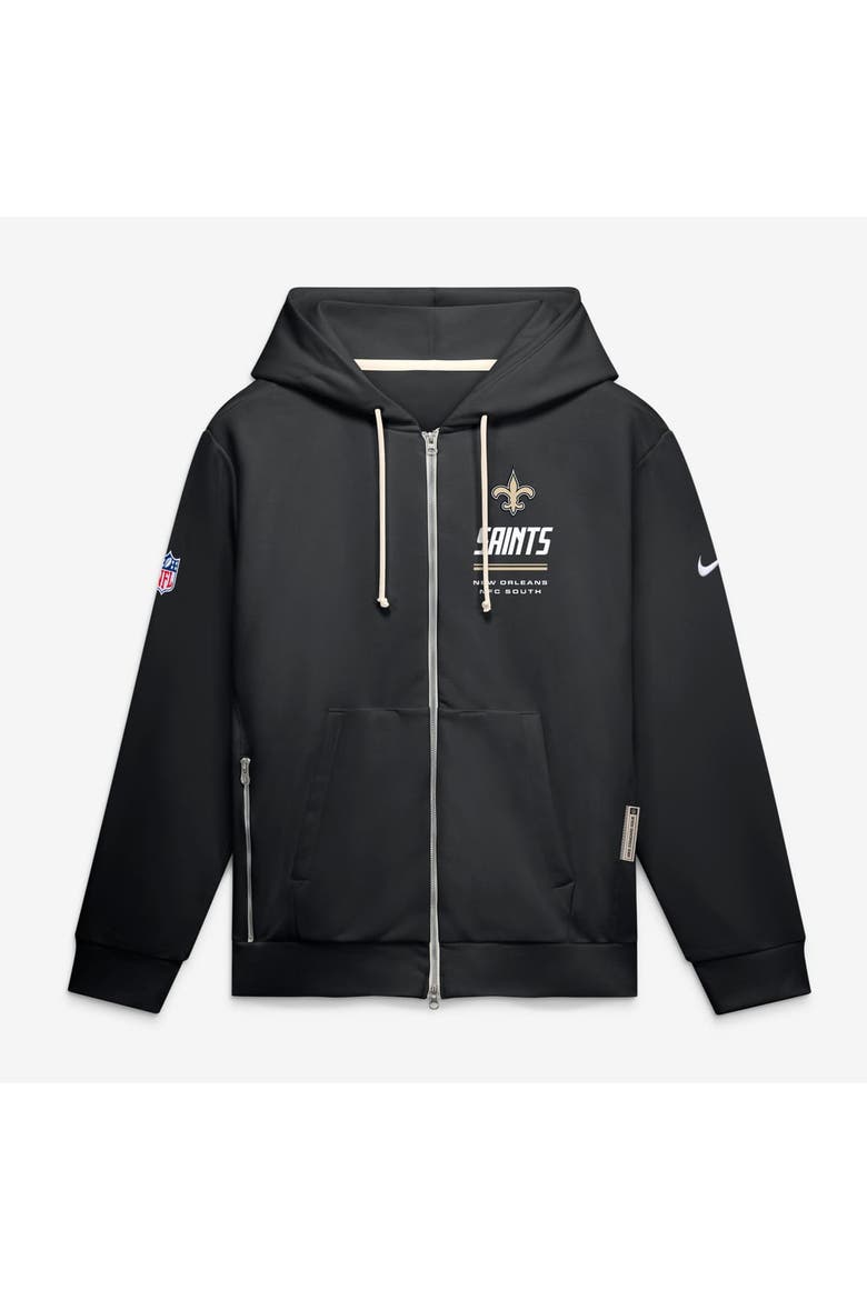 Men's Nike Black New Orleans Saints Sideline Standard Issue Quarterback Scramble Dri-FIT Full-Zip Hoodie, Main, color, Black
