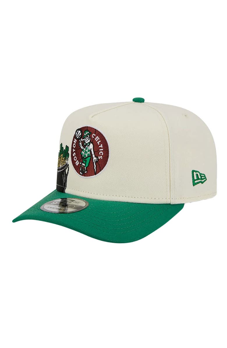 New Era Men's New Era  Cream Boston Celtics Illustrated Mascot 2-Toned Pre-Curved A-Frame 9FIFTY Adjustable Hat, Alternate, color, Cream