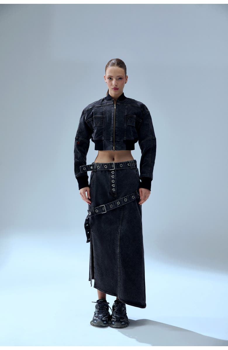 PCFG Your *Itch Colorblocked Denim Skirt, Alternate, color, Black