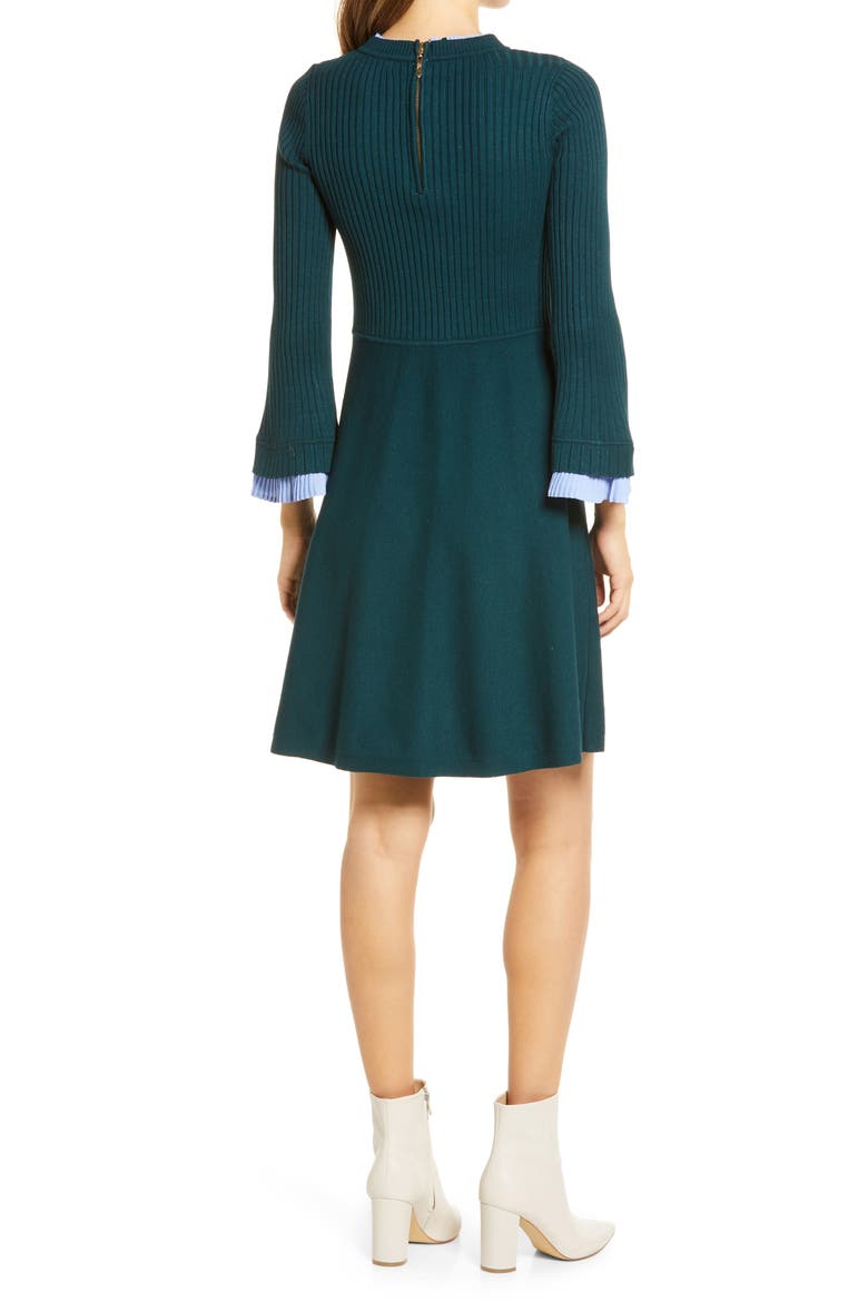 Long Sleeve Fit & Flare Sweater Minidress, Alternate, color, GREEN