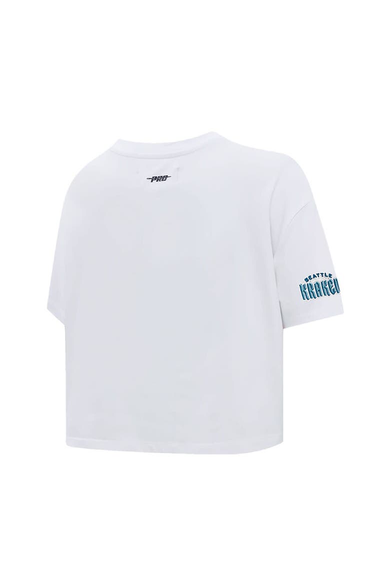 Women's Pro Standard White Seattle Kraken Boxy Script Tail Cropped T-Shirt, Alternate, color, White