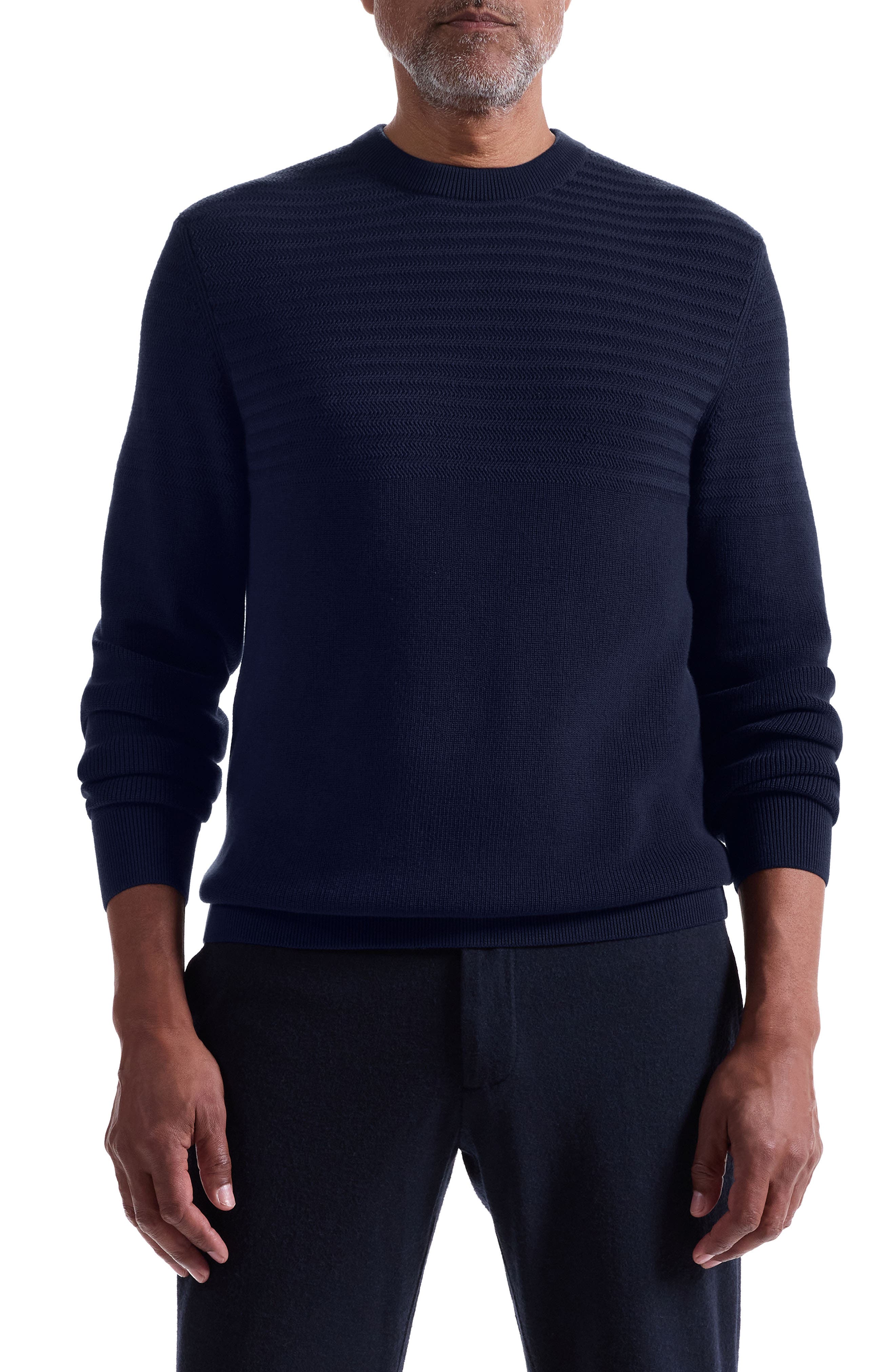 Bugatchi Mixed Stitch Cotton Crewneck Sweater