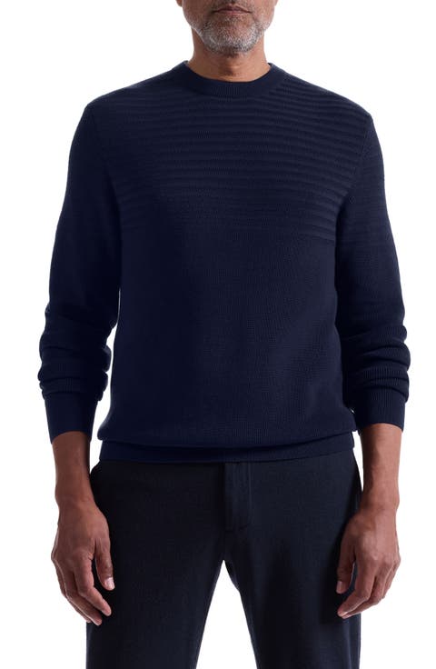 Mixed Stitch Cotton Crewneck Sweater