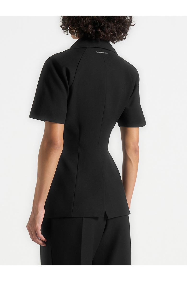 Malika Structured Short Sleeve Blazer, Alternate, color, Black
