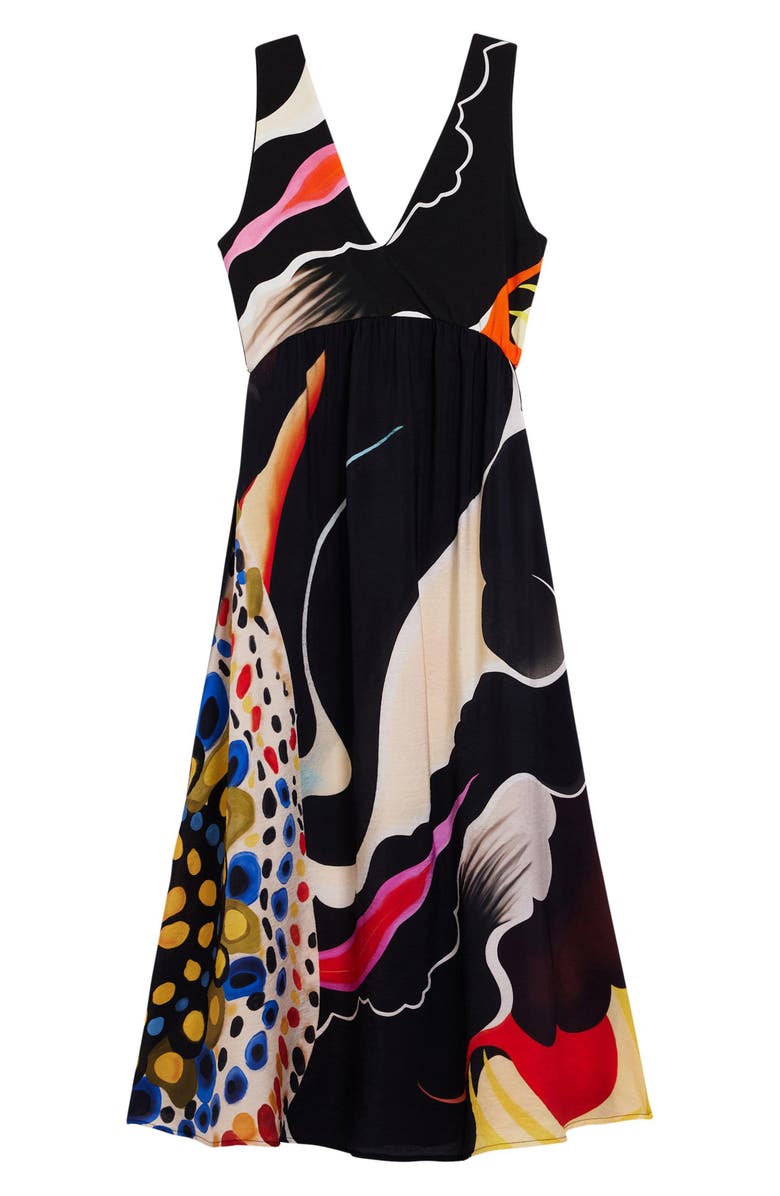 Desigual Abstract Print Sleeveless A-Line Dress, Alternate, color, Black