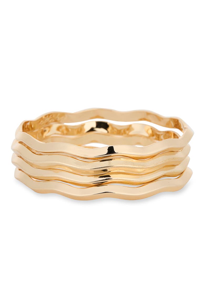 Wavy Set of 4 Bangle Bracelets, Main, color, GOLD
