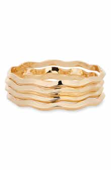Wavy Set of 4 Bangle Bracelets