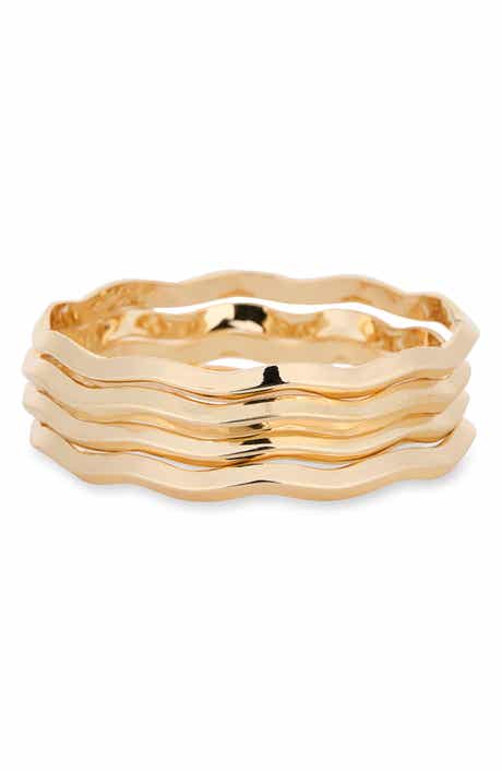 Wavy Set of 4 Bangle Bracelets