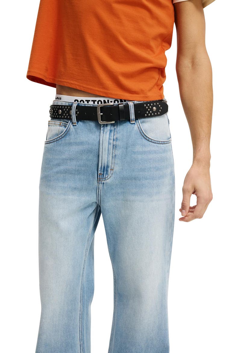 Men's Circle Stud Belt, Alternate, color, Black Burnished Silver