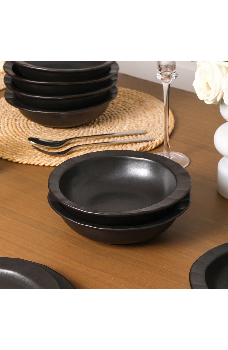 Stone Lain Oasis Stoneware 12-Piece Dinnerware Set, Alternate, color, Black