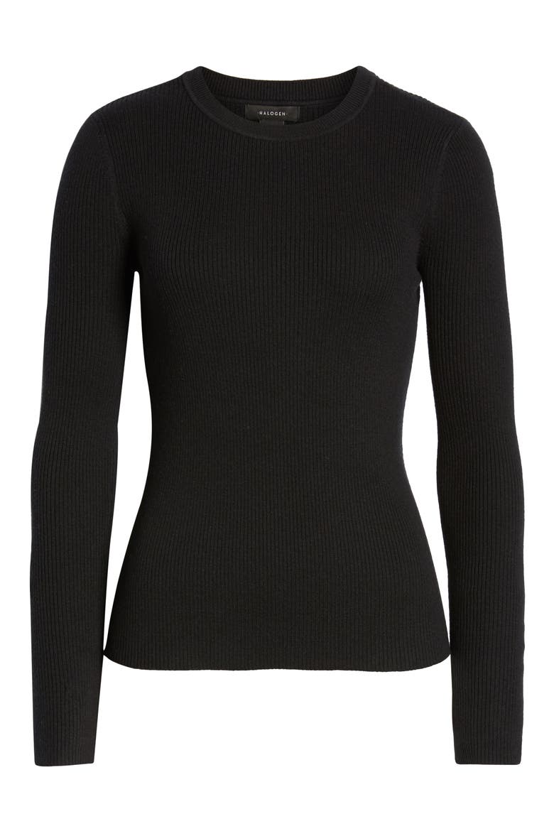 Ribbed Sweater, Alternate, color, BLACK