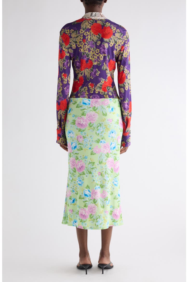 Mixed Floral Long Sleeve Midi Dress, Alternate, color, PURPLE/ GREEN