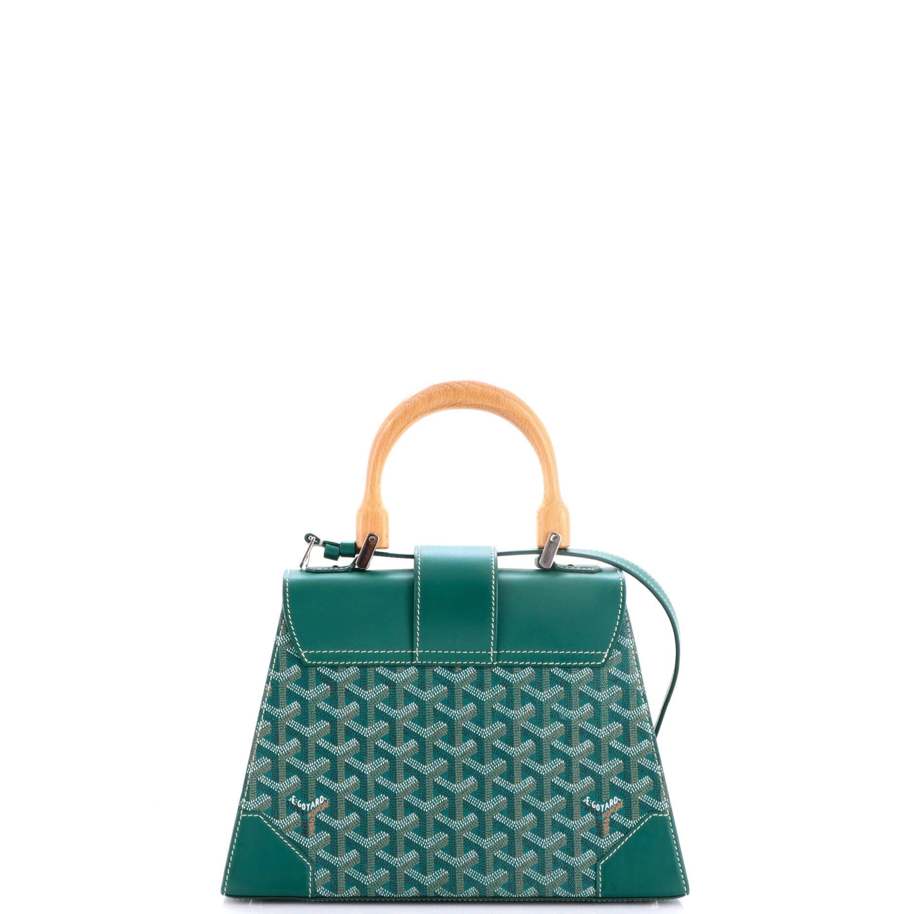 Saigon Top Handle Bag Coated Canvas with Leather PM, Alternate, color, Green