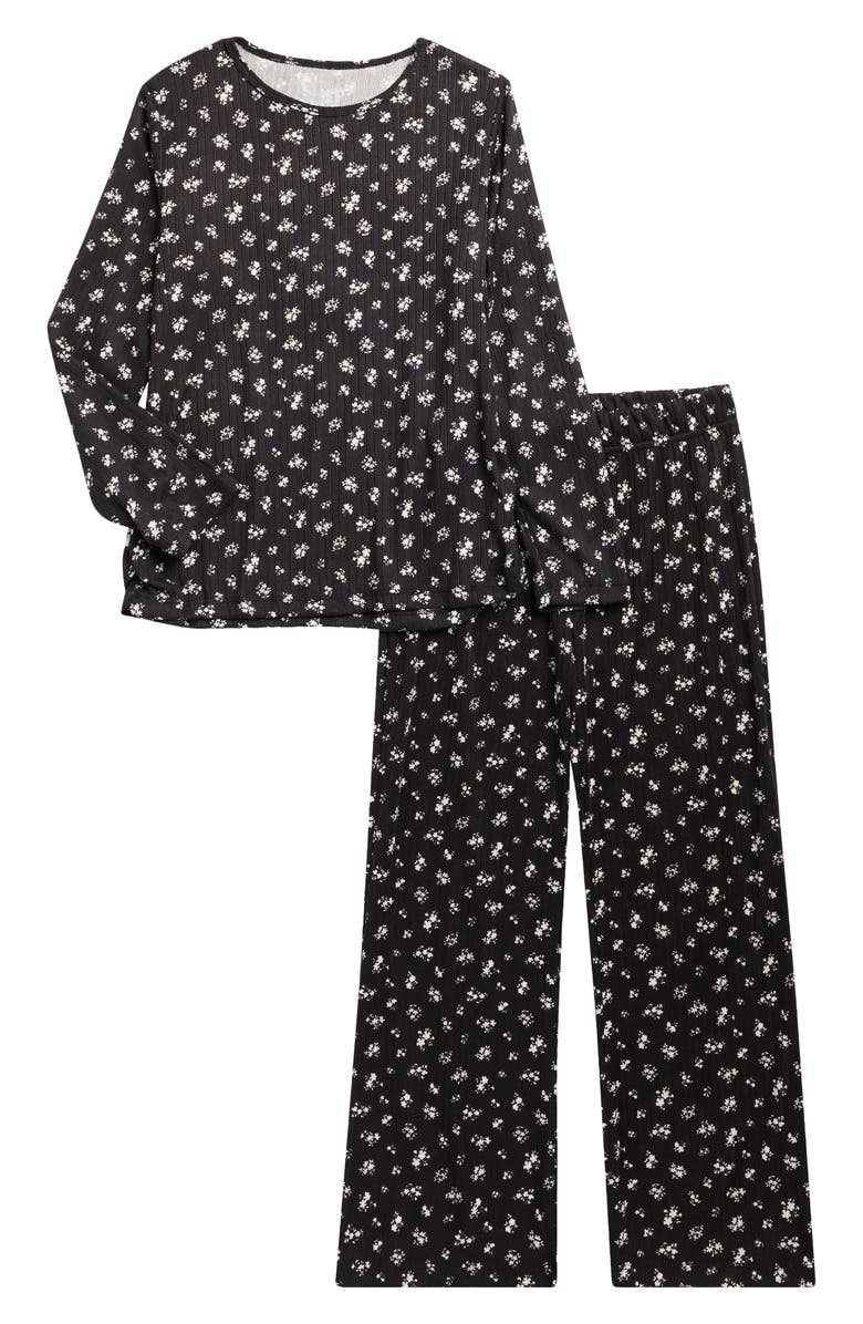 SLEEP ON IT Kids' Two-Piece Rib Pajamas, Main, color, Black
