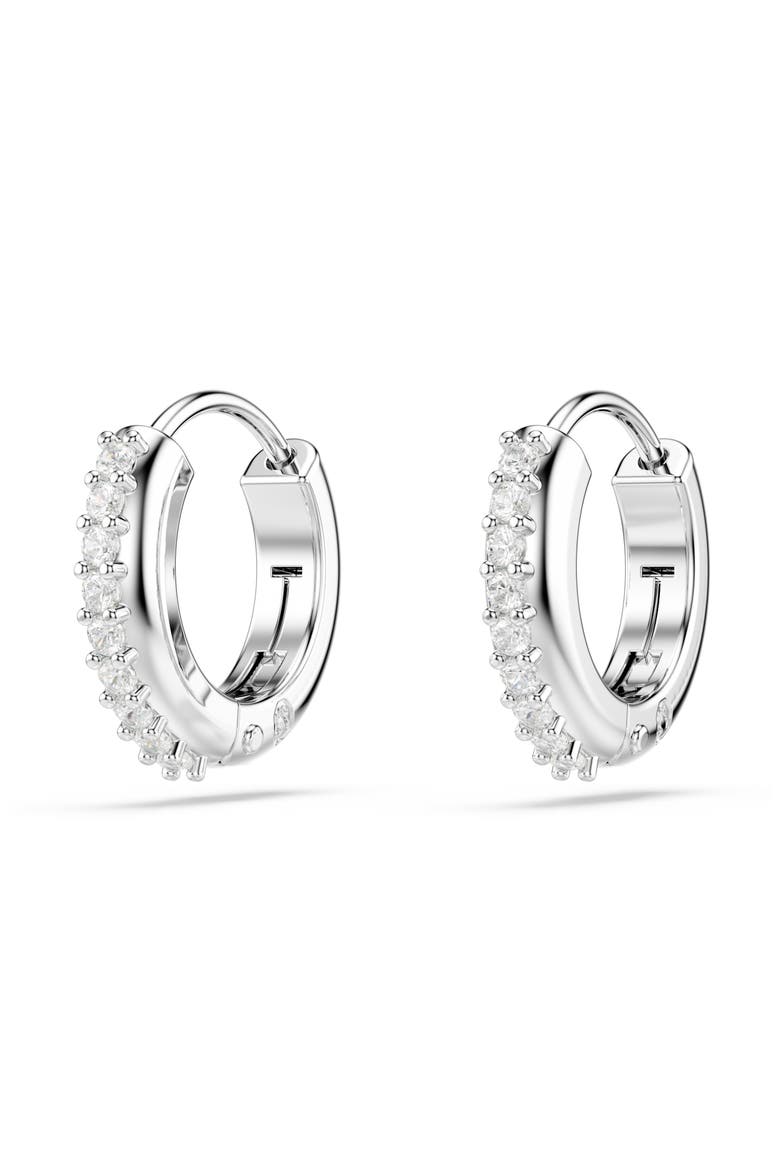 Matrix Mini Hoop Earrings, Alternate, color, WHITE/ SILVER