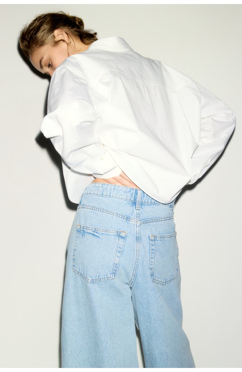 H&M Barrel High Waist Ankle Jeans, Alternate, color, Light Denim Blue