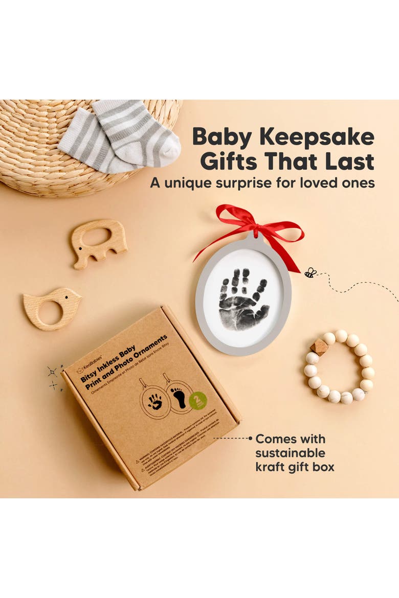 Bitsy Inkless Baby Print and Photo Ornaments, Alternate, color, Oval/Cloud Gray
