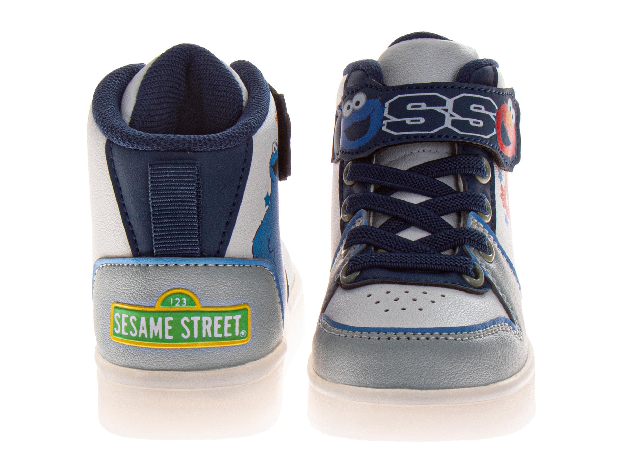 Sesame Street Elmo & Cookie Monster High Top Boys'Sneakers Light Up, Alternate, color, Blue