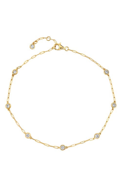 Crislu Aura Cubic Zirconia Station Anklet In Gold
