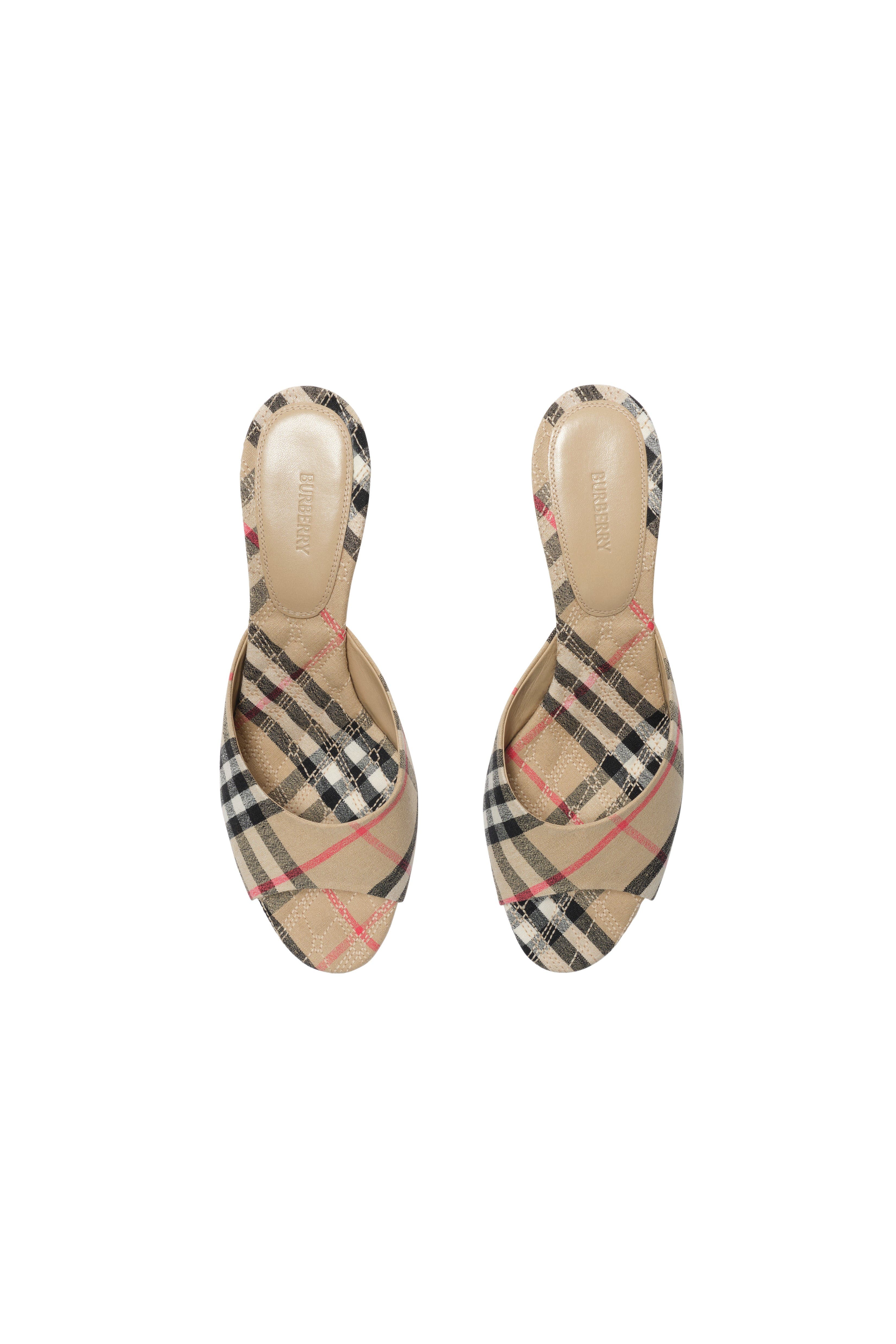 Burberry Check Mews Low Sandals, Alternate, color, Sand Beige