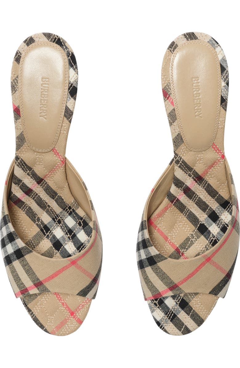 Burberry Check Mews Low Sandals, Alternate, color, Sand Beige