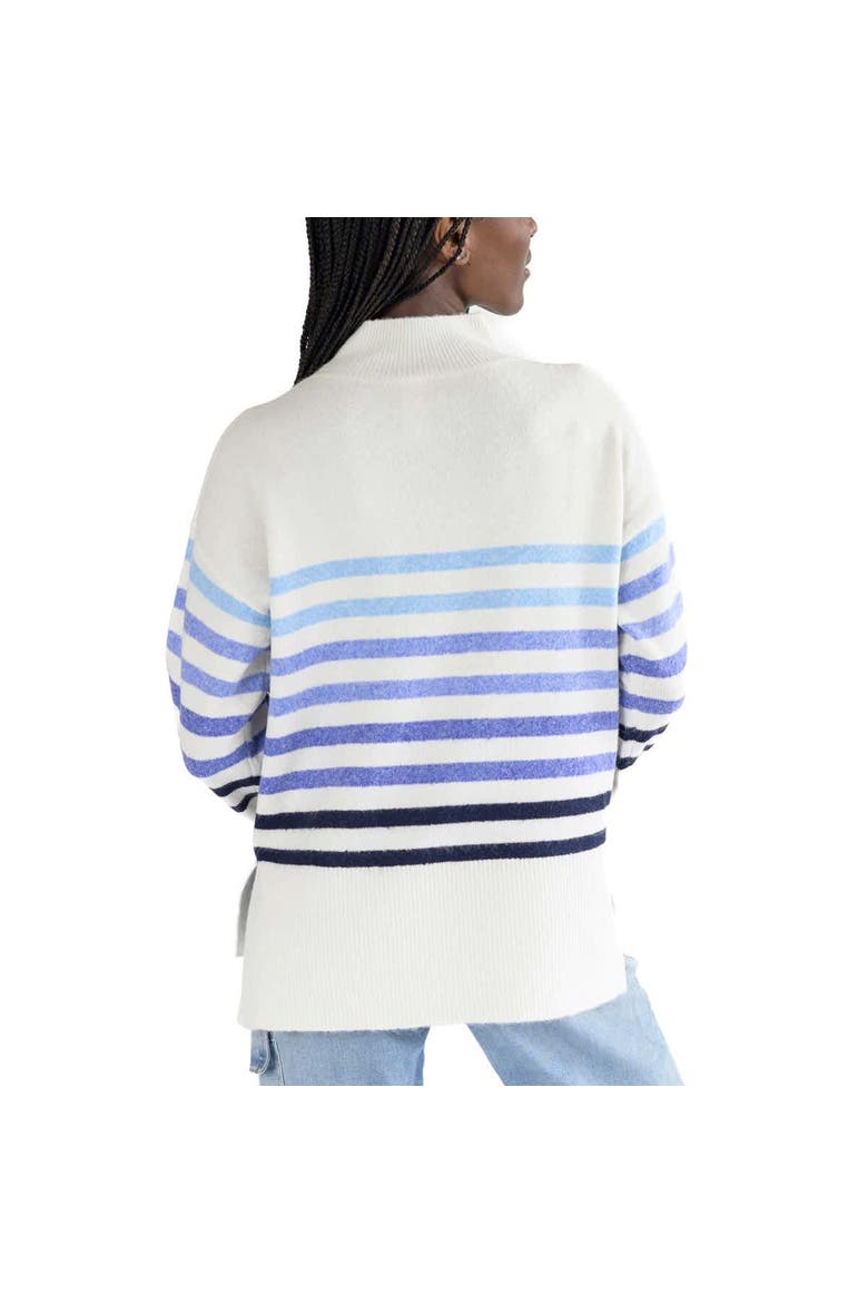 Women's Lusso  White Michigan Wolverines Simone Striple Mock Neck Oversized Pullover Sweater, Alternate, color, White