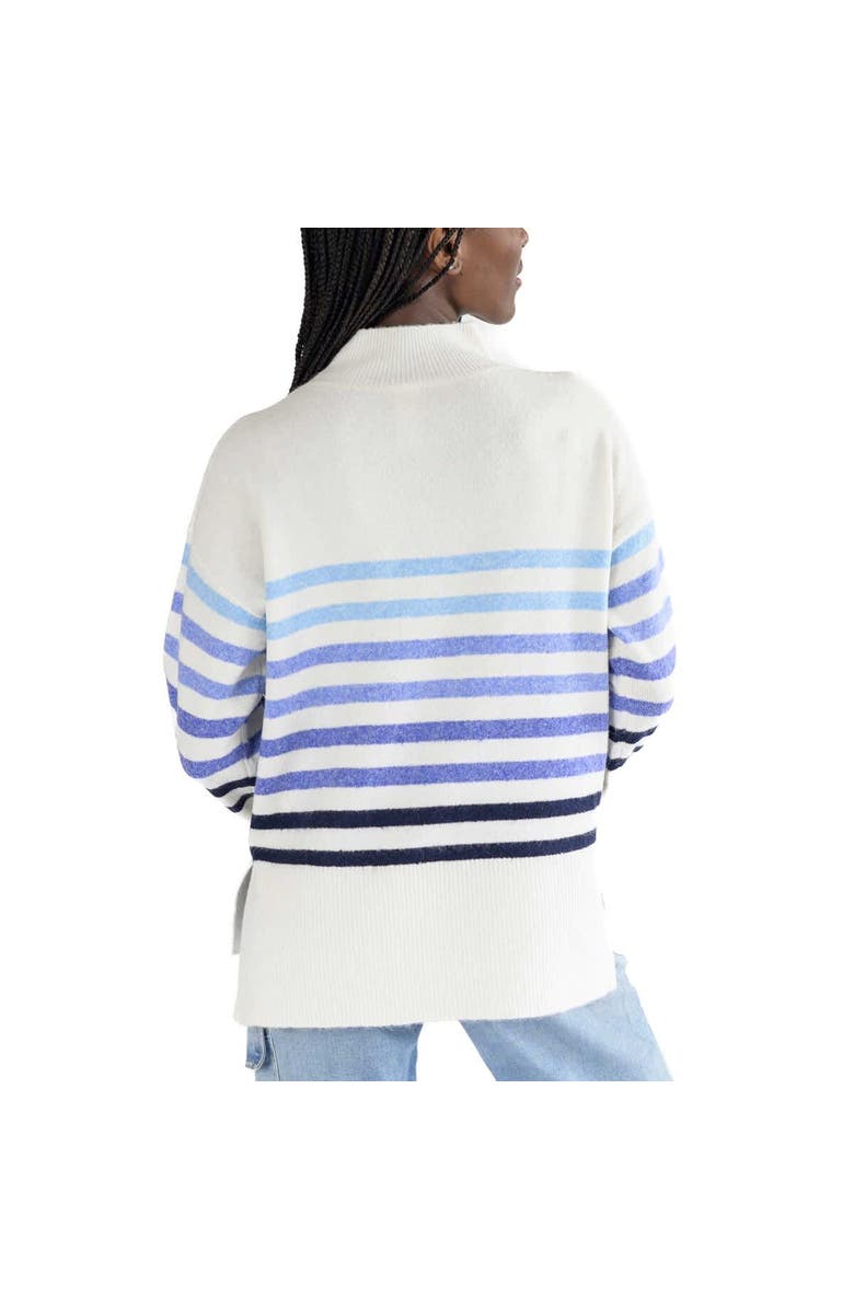 LUSSO Women's Lusso  White Michigan Wolverines Simone Striple Mock Neck Oversized Pullover Sweater, Alternate, color, White