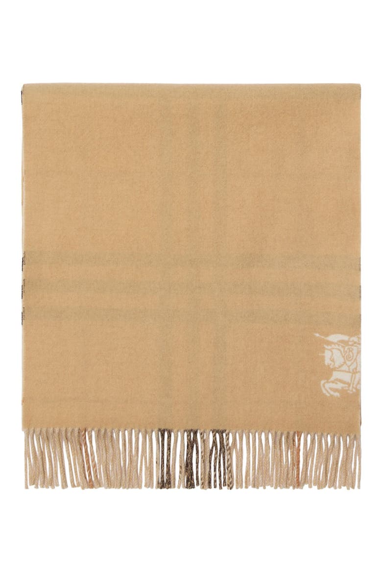 Reversible Check Cashmere Scarf, Alternate, color, PEBBLE WHITE